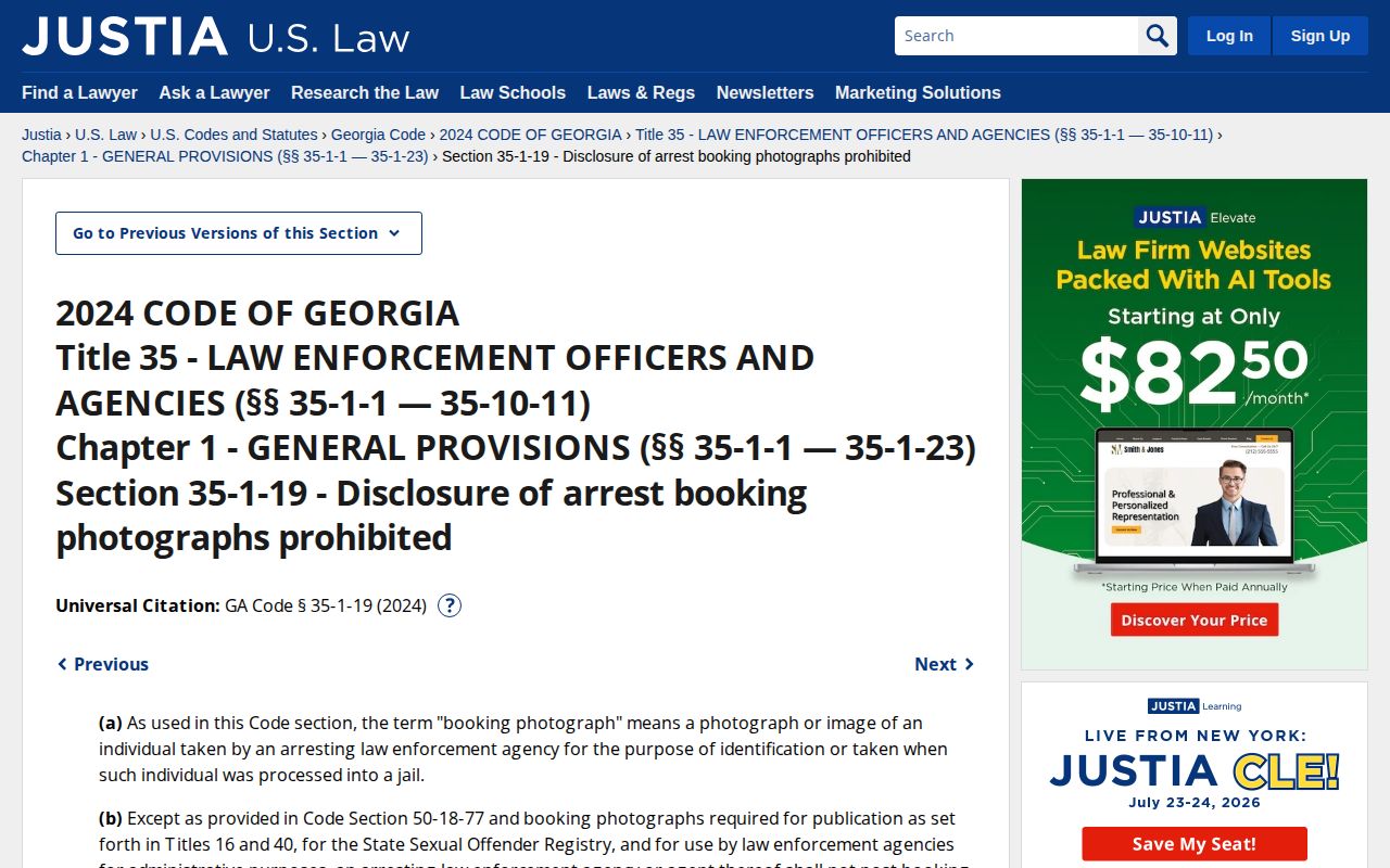 Georgia booking photograph statute